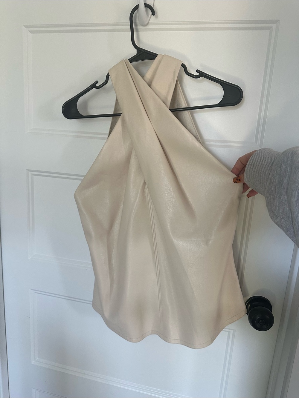 A.L.C. Cream Vegan Leather Halter Top
